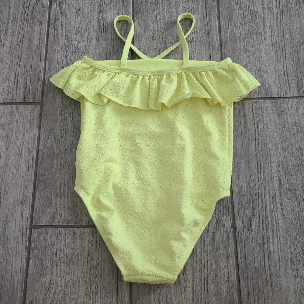 Old Navy Yellow One-Shoulder Ruffle eyelet Swimsuit Size 5T